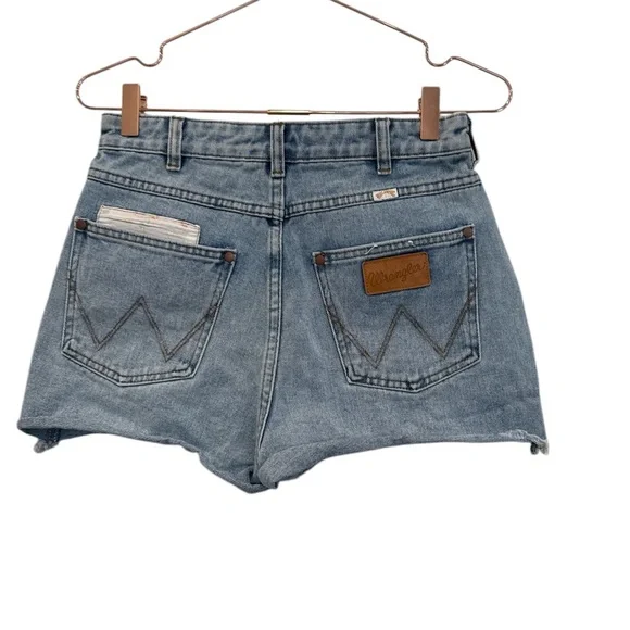 Wrangler & Billabong collaboration patchwork denim Jean Shorts with High Waist.